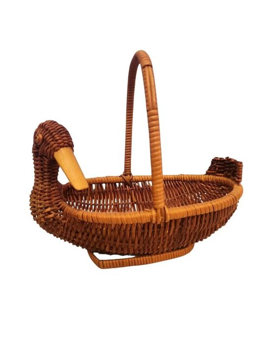 Other - Vintage Goose Wicker Basket Cottagecore Small with Handle Farmhouse Decor